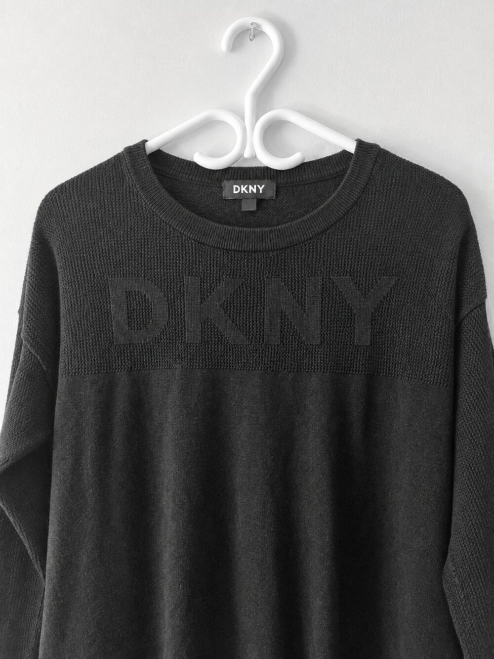 DKNY Long Cut Round Neck Knit Sweater - Picture 4 of 4